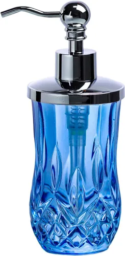 Miniatura 18 de Dispensador de jabón de vidrio ámbar de 9 onzas con bomba de aleación de zinc negro mate, vidrio de corte grueso sin plomo, dispensadores de jabón