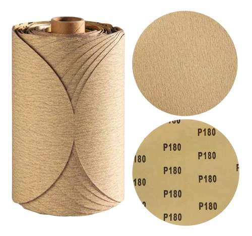 100 PIEZAS Discos de lija de 6 pulgadas PSA de grano 180 autoadhesivos de respaldo adhesivo para lijadora DA, papel de lija para acabado de madera y