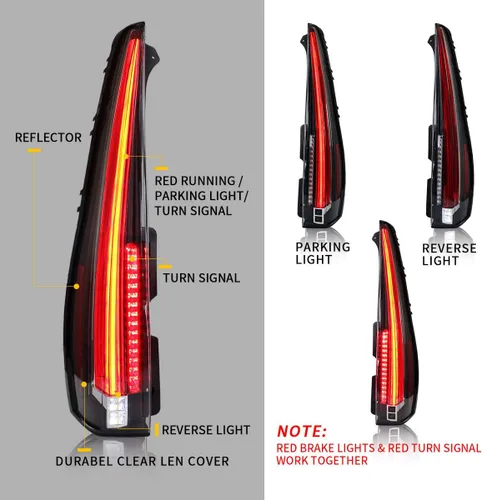 Miniatura 2 de Ensamble de luces traseras con pantalla LED VLAND para Cadillac Escalade SUV de 3ª generación 2007 2008 2009 2010 2011 2012 2013 2014