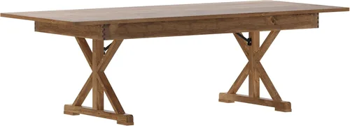 Miniatura 17 de Flash Furniture Serie Hércules Mesa de comedor plegable rústica de pino macizo de 8' x 40", mesa rectangular antigua de granja para comedor y eventos
