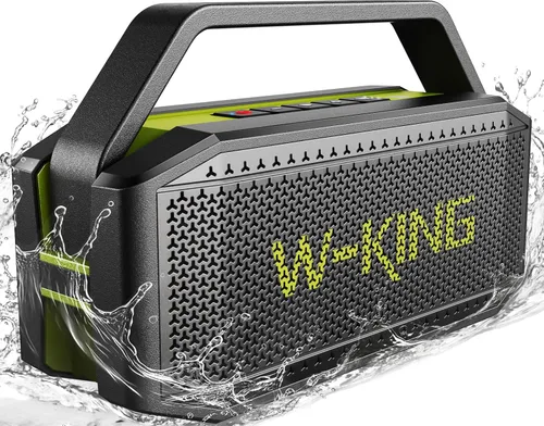 Altavoz Bluetooth portátil de 100 W (pico) fuerte con graves profundos, altavoces impermeables W-KING IPX6 Bluetooth inalámbrico, radiador pasivo
