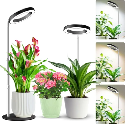 Miniatura 17 de Kullinss - Luz de crecimiento, 48 luces LED de espectro completo para plantas de cultivo en interiores con base desmontable, temporizador de Grano