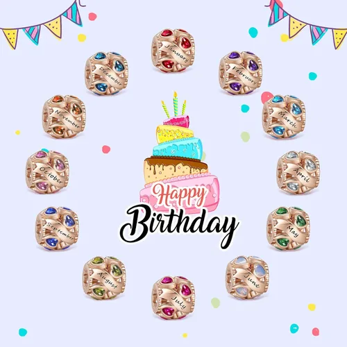 Miniatura 61 de Abalorio de plata de ley 925 con piedra natal de Ningan, abalorio de corazón para pulseras y collares, regalo de cumpleaños para mujeres y niñas