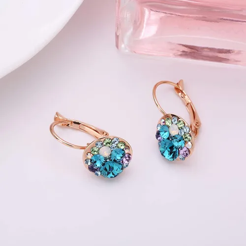 Miniatura 5 de Pendientes de aro chapados en oro de 14 quilates con cristales Swarovski multicolor para mujer
