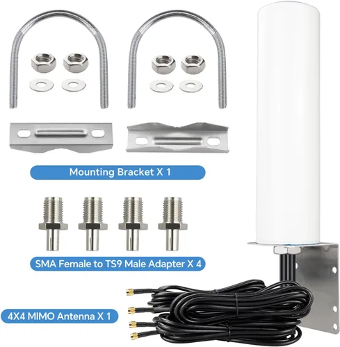 Miniatura 7 de Antena 4x4 MIMO 4G LTE 5G 600-6000MHz Antena WiFi omnidireccional con conector SMA TS9 Cable RG58 de 9.84 pies para T-Mobile Home Internet Verizon