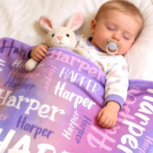 Miniatura 2 de Manta personalizada para niños, manta con nombre personalizado para niños, bebés y adultos, manta de bebé personalizada, regalos únicos para bebés