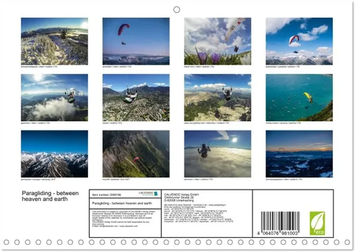 Miniatura 2 de Parapente - entre el cielo y la tierra (calendario mensual de pared 2025 11.7 x 16.5 pulgadas (abierto), calendario de 14 meses CALVENDO