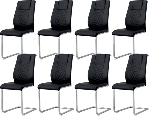 Miniatura 14 de Juego de 4 sillas de comedor, sillas de cocina, sillas de metal modernas con asiento acolchado de piel sintética con respaldo alto y patas cromadas