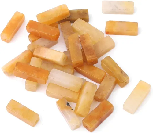 Miniatura 4 de BEADIA Cuentas de tubo de jade amarillo natural rectangulares 4x13mm, cuentas de piedra de 40cm/hebra para hacer joyas Rectángulo de jade amarillo