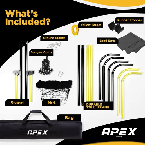 Miniatura 3 de Apex Sports Adjustable Volleyball Rebounder Net 7x4 ft – Bounce Back Training Equipment with Angle Customization for Practicing Volleying, Bumping