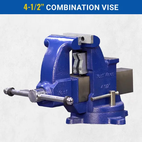 Miniatura 2 de Yost Vises - Tornillo combinado 32C, ancho de mandíbula de 4.5 pulgadas, resistente para tubería y tornillo de banco, agarre seguro con base