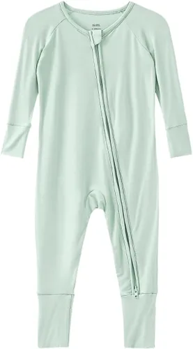 Miniatura 36 de Pijama de viscosa de bambú sin pies para niños y niñas, pijamas con cremallera para dormir y jugar, mameluco - 0-24 meses