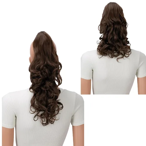 Miniatura 18 de PRETTYSHOP 16 o 20 pulgadas clip para el pelo en extensión cola de caballo 2 en 1 rizada resistente al calor