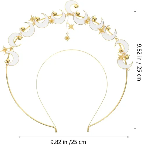 Miniatura 6 de NOLITOY Moon Stars Crown- Crystal Goddess Angel Crown Headband Rhinestone Wedding Tiara Glitter Floral Bridal Hair Band Headpiece Accessories for