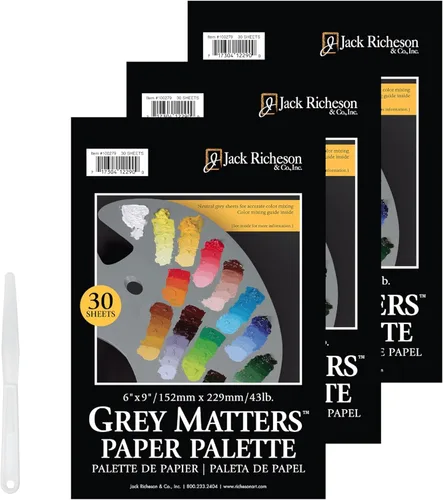 Miniatura 2 de Jack Richeson Grey Matters - Paleta de papel desechable, 6 x 9 pulgadas, 30 hojas Gris