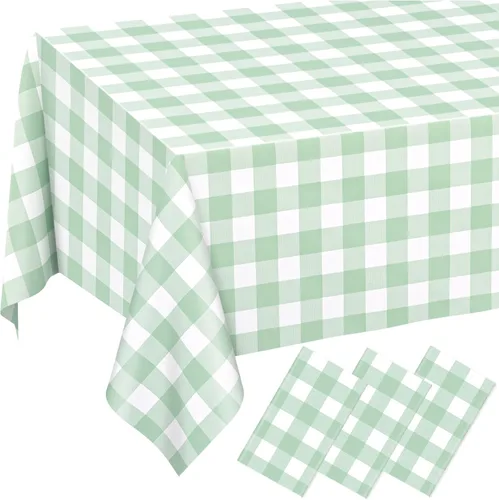 Miniatura 24 de 3 manteles desechables de plástico a cuadros color azul claro para fiestas, desechables, impermeable, rectangular, color azul, para campamento, Azul
