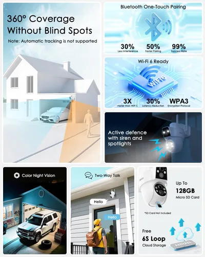 Miniatura 5 de ANRAN Cámara de seguridad solar de doble lente, cámara inalámbrica de 3MP para exteriores para seguridad del hogar, 100% sin cables con panel solar