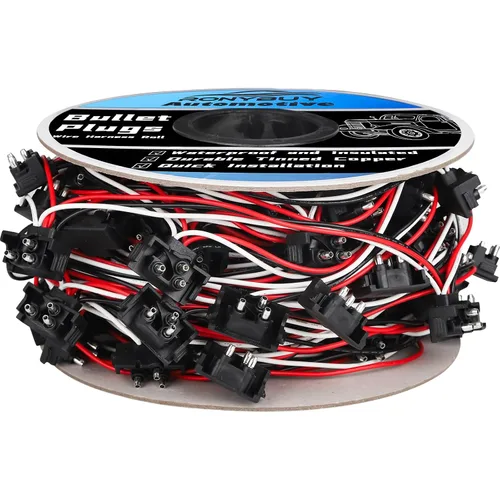 Miniatura 8 de 20x Enchufes de 3 Cables, Rollo de Arnés de Cable Tipo Bala Triple Macho, Arnés Pigtail de 3 Clavijas en Ángulo Recto 18AWG para Luz