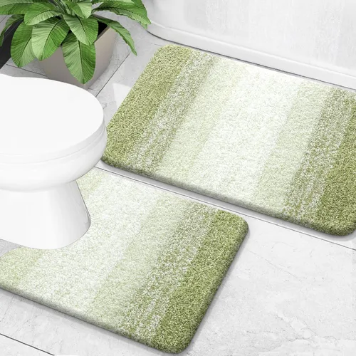 Miniatura 31 de OLANLY Juego de 2 alfombras de baño de microfibra suave y absorbente, antideslizantes, se pueden lavar y secar a máquina, alfombras de baño peludas