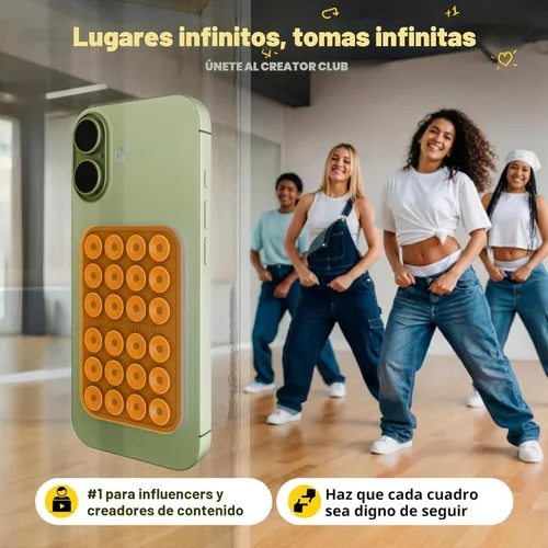 Miniatura 6 de OCTOBUDDY Classic - Funda adhesiva de silicona con succión para teléfono - Manos libres, soporte de agarre fuerte para selfies y videos - Compatible