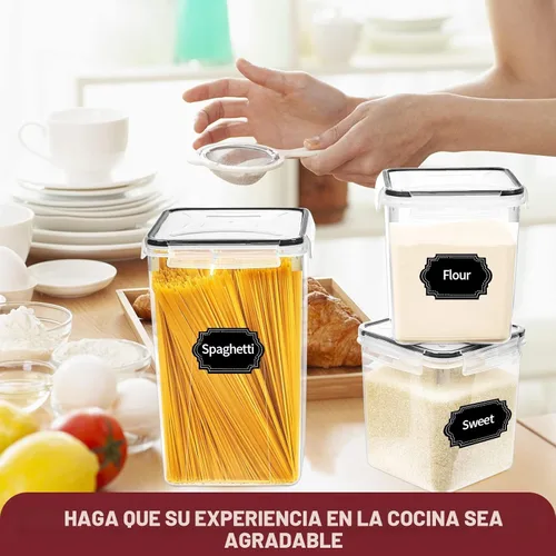 Miniatura 7 de PRAKI Contenedores herméticos grandes para almacenamiento de alimentos con tapas, 10 recipientes de plástico para almacenamiento de cereales