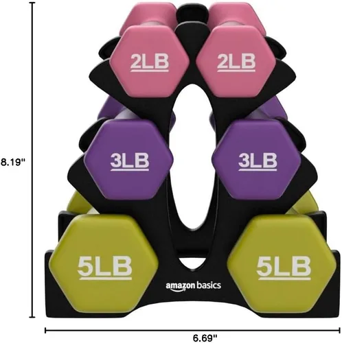 Miniatura 4 de Amazon Basics - Mancuerna de entrenamiento de fácil agarre, con revestimiento de neopreno, disponibles en varios juegos y pesos
