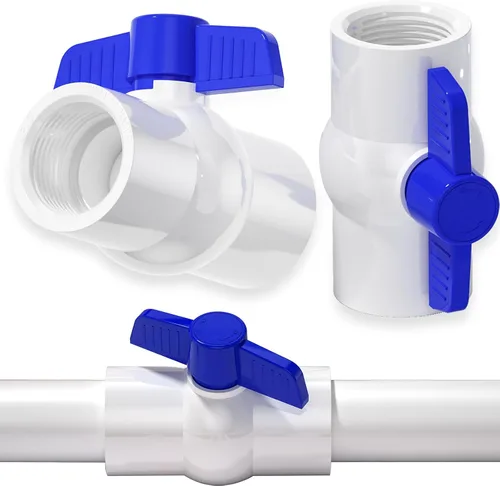 Miniatura 14 de Válvula de bola de PVC NPT de 1 pulgada, válvulas de tubería de agua de PVC SCH40 roscadas, válvula de bola de cierre de agua con mango en T roja