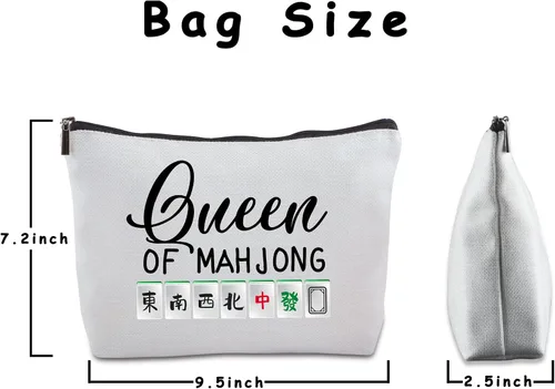 Miniatura 6 de Queen Of Mahjong - Bolsa de maquillaje con cremallera para viajes, bolsa de cosméticos Mahjong, regalo para amantes de Mahjong, mujeres, hermana