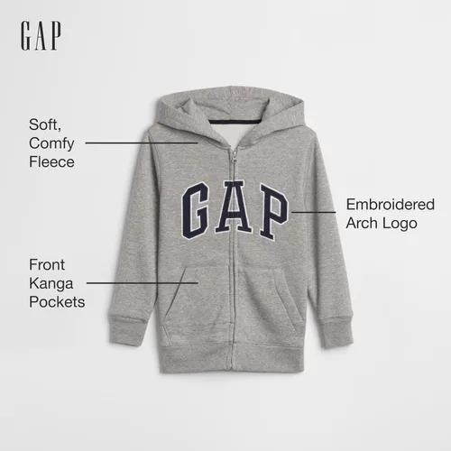 Miniatura 2 de GAP Sudadera con capucha y cremallera completa con logotipo para niños