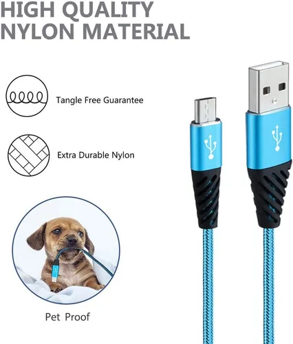 Miniatura 5 de Boenoea Fast Phone Charger Android 10ft 5-Pack Long Micro USB Cable Braided Compatible with Samsung Galaxy J3 J7 S6 S7 Edge Note 4 5 LG BlackBerry
