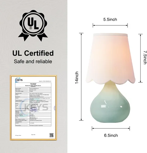 Miniatura 8 de Lámpara de mesa inalámbrica de 14 pulgadas, lámpara de noche de cerámica recargable con bombilla LED magnética, regulable continua y 3 colores, Verde