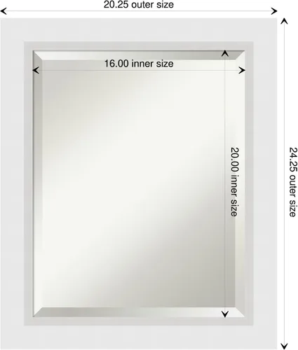 Miniatura 4 de Amanti Art Espejo de pared blanco de 24 x 20 pulgadas, espejo de baño rectangular blanco blanco para decoración de pared de sala de estar, marco