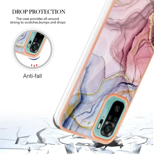 Miniatura 5 de XYX Funda compatible con Xiaomi Redmi Note 10s, mármol galvanizado TPU delgado cuerpo completo elegante funda protectora a prueba de golpes