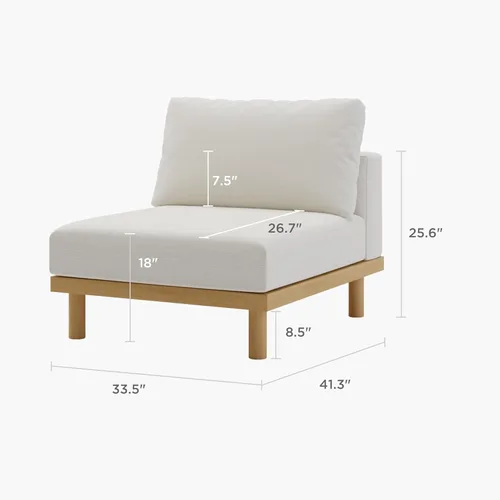 Miniatura 3 de Acanva Sofá modular minimalista para sala de estar, asiento ancho y profundo, juego de muebles convertibles con marco de metal y fundas móviles