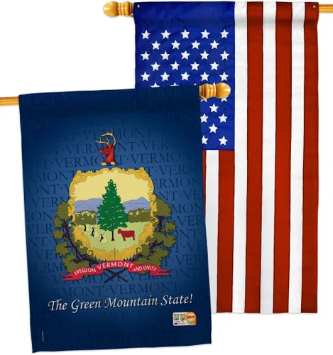 Breeze Decor States Vermont House Banderas Pack Regionales de Estados Unidos de América Territorios República País Particular Área Apliques Pequeño