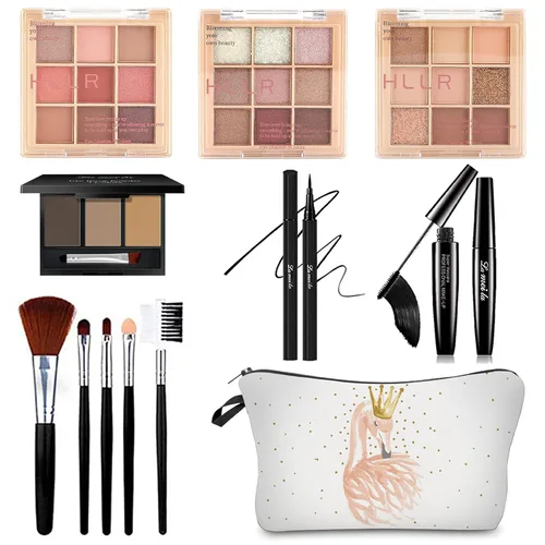 Miniatura 13 de Kit básico de maquillaje de ojos para mujeres, sombra de ojos neutra de los años 90, polvo de cejas, plantillas de cejas, guías de delineador