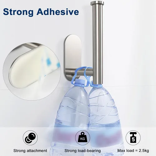 Miniatura 5 de NearMoon Soporte de papel higiénico autoadhesivo, de acero inoxidable SUS304 grueso de alta calidad, a prueba de óxido, sin perforaciones
