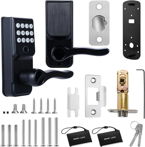 Miniatura 7 de Cerradura de puerta inteligente con huella dactilar sin llave: cerradura electrónica digital LORVIBO con código de contraseña, perilla de puerta