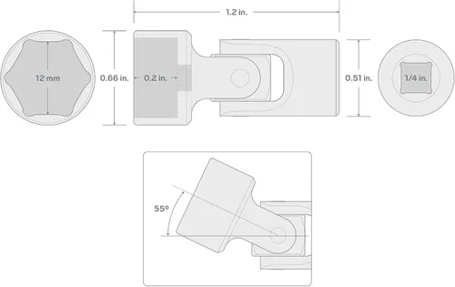 Miniatura 6 de TEKTON 1/4 pulgadas de accionamiento x 0.472 in poco profundo 6 puntos de conexión universal SHD08112