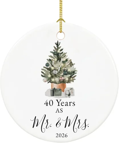 Miniatura 19 de Adorno de 50 aniversario para padres, parejas, 50 aniversario de boda para 50 años como regalos de señor y señora, recuerdo de cerámica 50