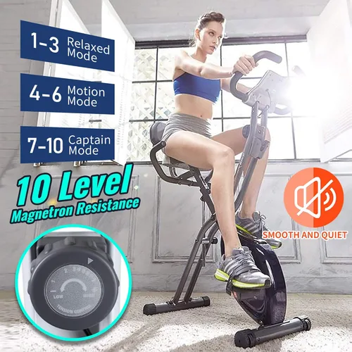 Miniatura 3 de leikefitness LEIKE X Bicicleta plegable ultra silenciosa, bicicleta vertical magnética con monitor de frecuencia cardíaca, monitor LCD y fácil