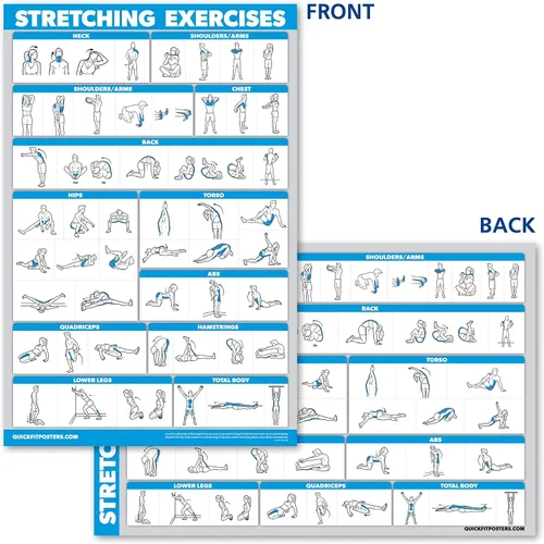 Miniatura 6 de QuickFit - Juego de 10 carteles de ejercicios: con mancuernas, suspensión, pesas rusas, bandas de resistencia, estiramientos, peso corporal