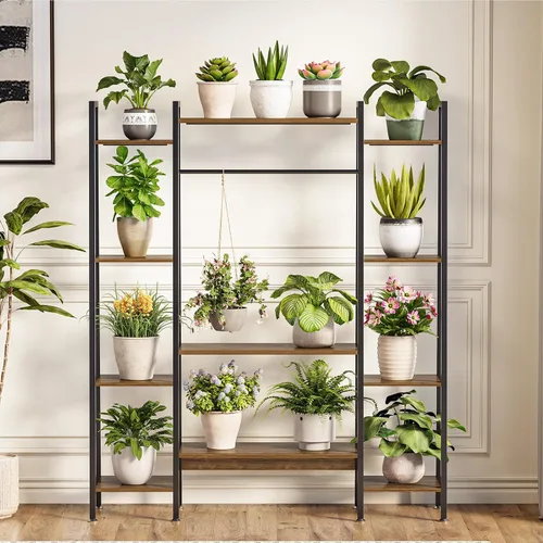 Miniatura 9 de Soporte de plantas grande de 55" para interiores con 8 luces LED de crecimiento (3 modos y temporizador automático) - Estante de plantas de metal
