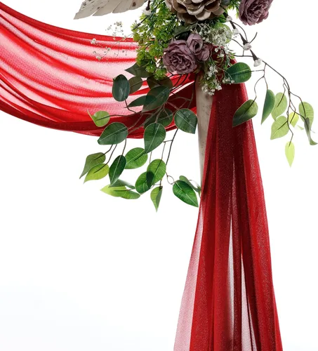 Miniatura 4 de VDS Paquete de 1 panel (30 pulgadas X 20 pies) Tela para cubrir arco de boda, cortina de gasa de chifón para ceremonia de boda, recepción