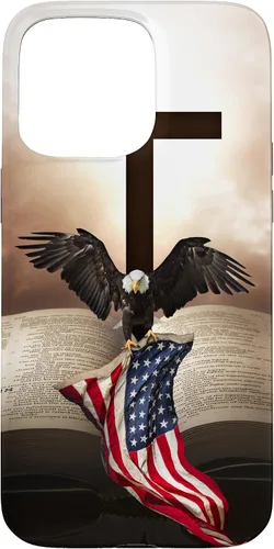 Miniatura 31 de Pretty Christian Cross Bible A Bald Eagle Grip American Flag Case for iPhone 17