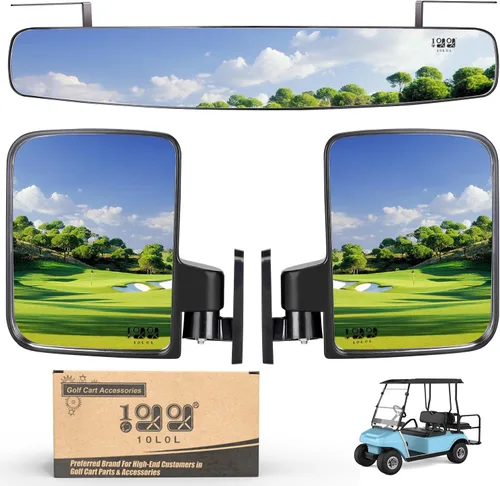 10L0L Espejos para carrito de golf contienen espejos laterales plegables y espejo retrovisor universal para Yamaha Club Car DS Precedent/EZGO TXT RXV