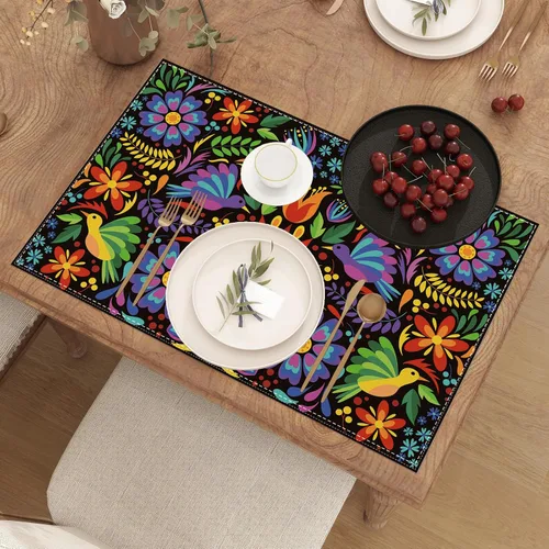 Miniatura 4 de Juego de 4 manteles individuales de fiesta mexicana del Cinco de Mayo, decoración del Día de los Muertos, decoración y suministros para el hogar