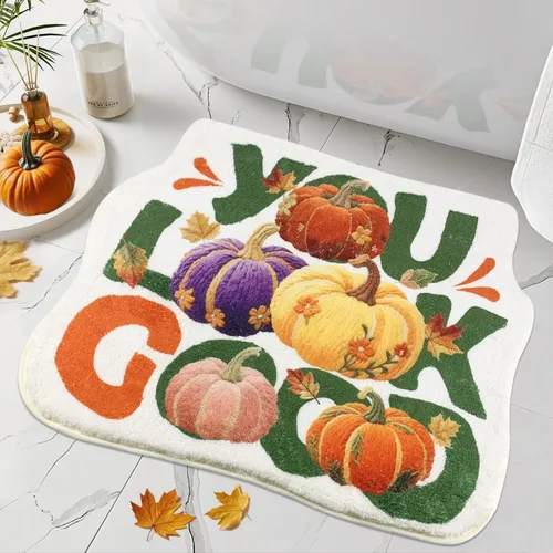 SHIYUE You Look Good - Alfombra de baño divertida y bonita alfombra de baño con diseño de calabaza de otoño, suave, absorbente de agua,