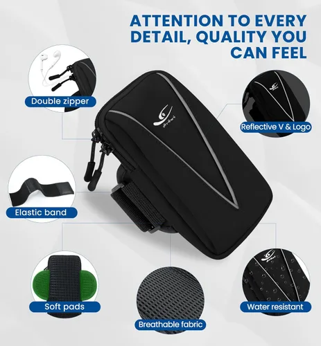 Miniatura 6 de HiRui Soporte para teléfono celular y bolsa de muñeca para teléfono, brazalete deportivo para correr para gimnasio y ciclismo, compatible con iPhone