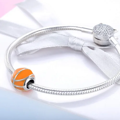 Miniatura 3 de Sport Bead Charms 925 Sterling Silver USA Rugby Football Basketball Volleyball Golf Club Bat Mitten European Charm Bracelet